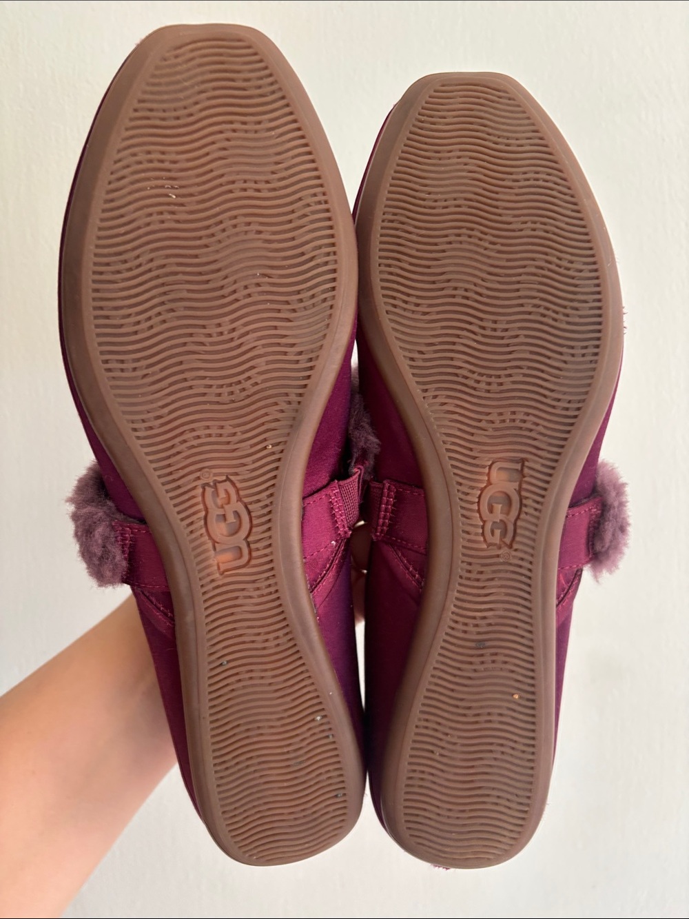 UGG Women's Wine Mary Jane Flats with Shearling Strap - Picture 5 of 10